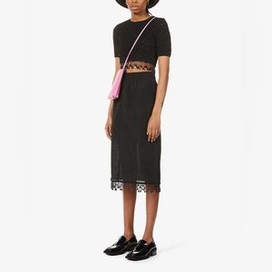 GANNI Bead-Embellished Jacquard Recycled Polyester-Blend Midi Skirt